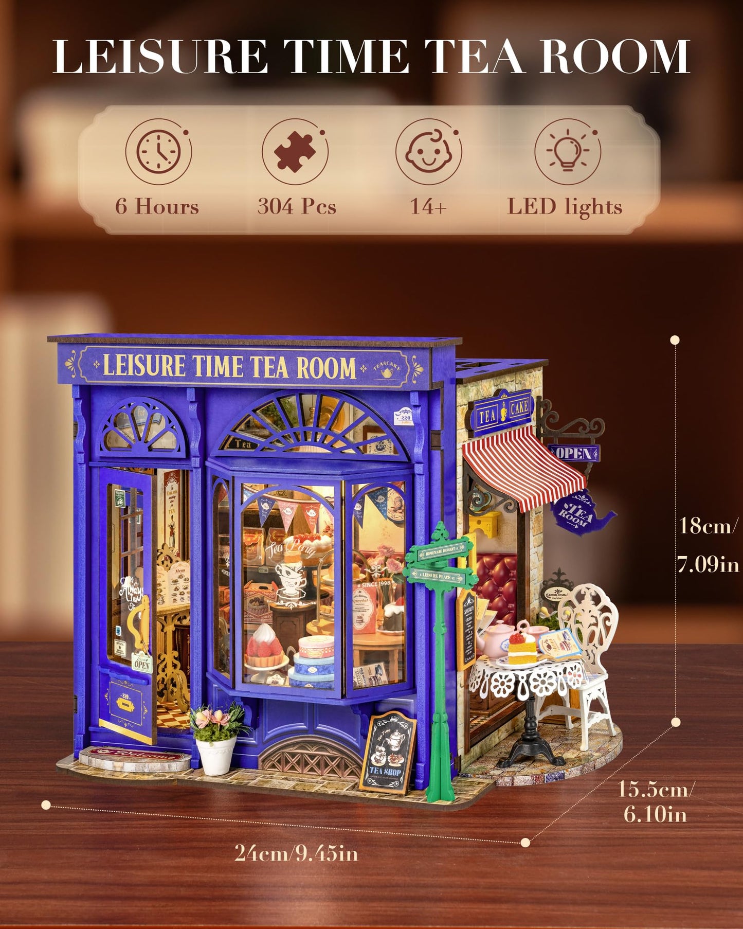 Rolife Leisure Tea Time DIY Miniature House Kit – Openable Book Nook for Adults