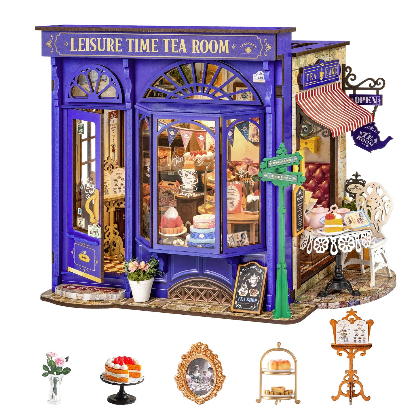 Rolife Leisure Tea Time DIY Miniature House Kit – Openable Book Nook for Adults