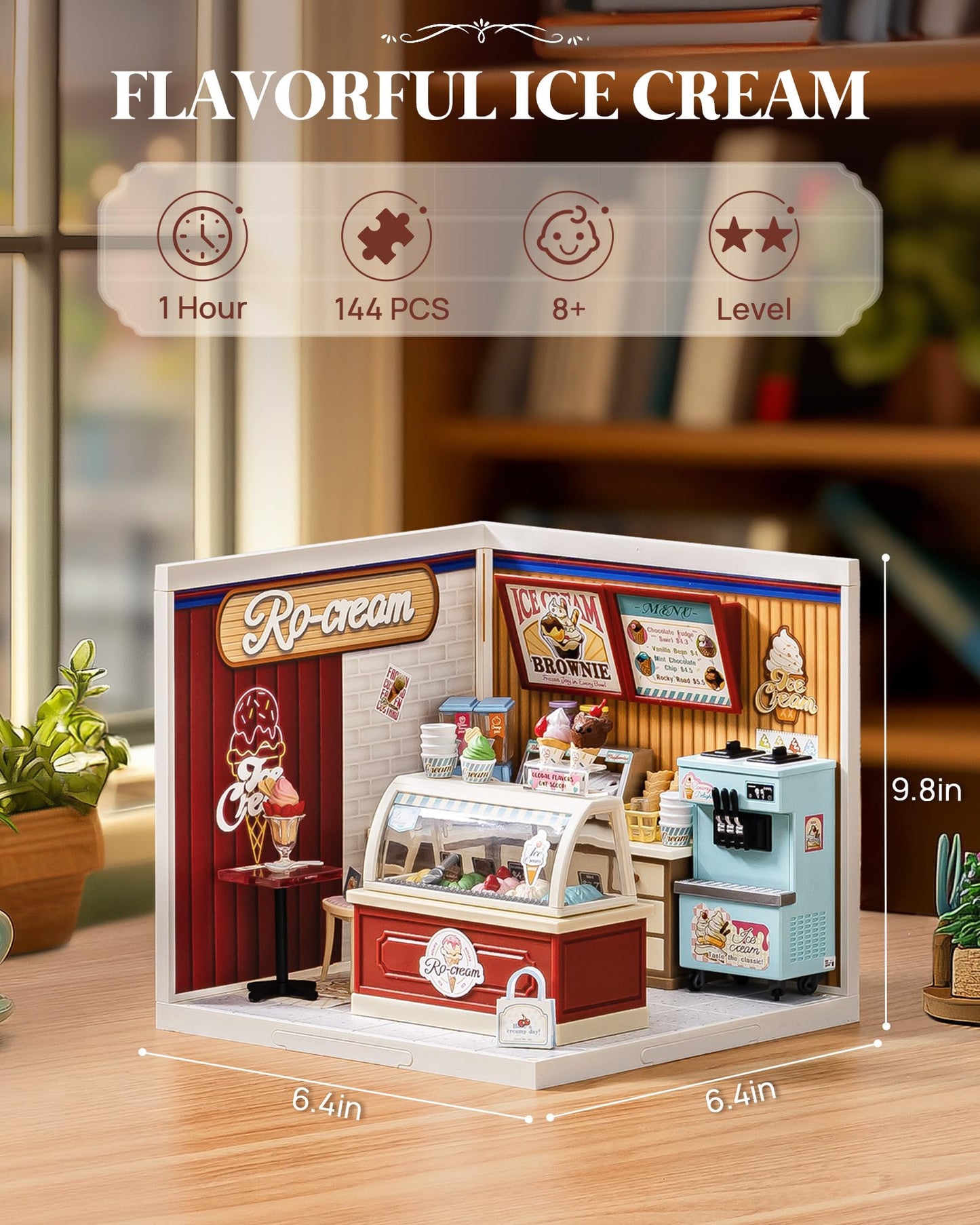Rolife Super Creator Series: DIY Mini Ice Cream Store Dollhouse Kit for Creative Display