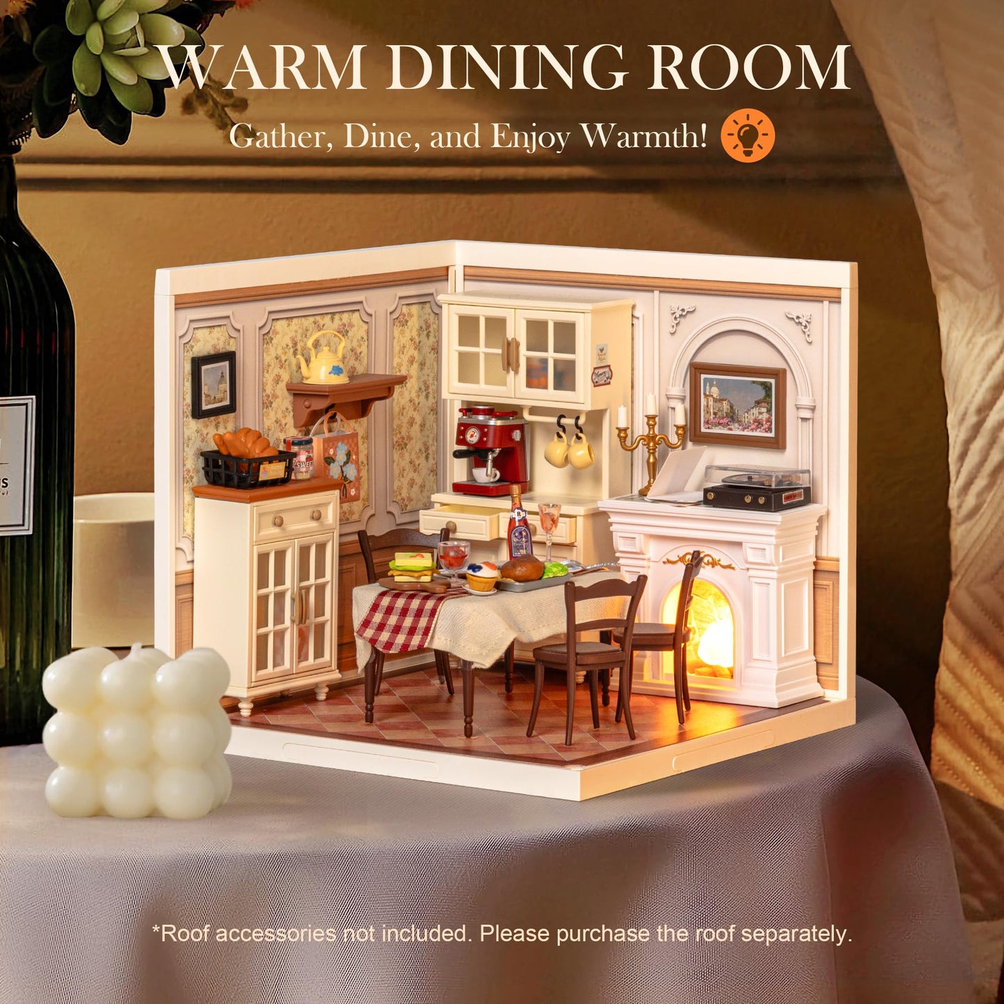 Rolife Super Creator DIY Miniature Dining Room Kit – Warm Dining Room for Adults & Teens