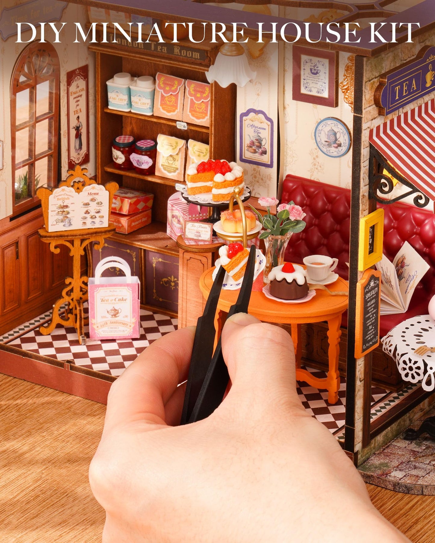 Rolife Leisure Tea Time DIY Miniature House Kit – Openable Book Nook for Adults