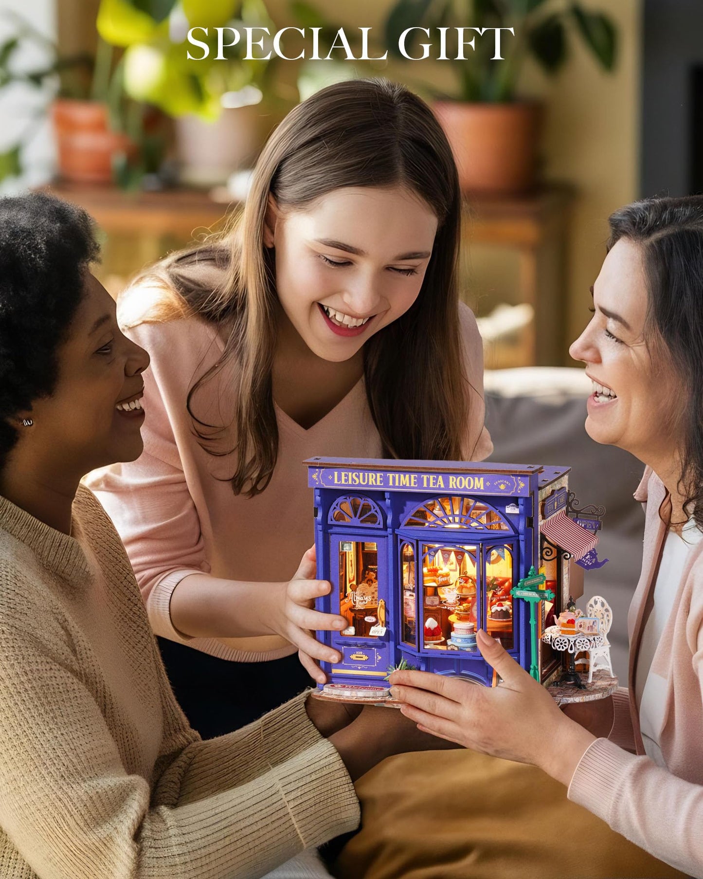 Rolife Leisure Tea Time DIY Miniature House Kit – Openable Book Nook for Adults