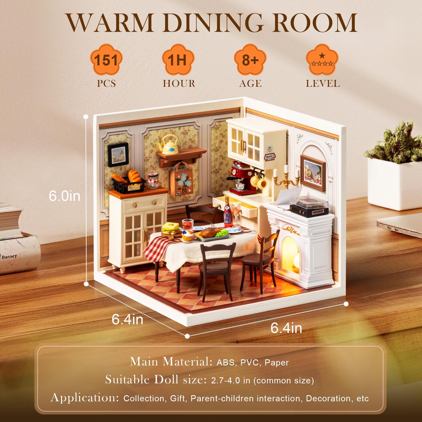 Rolife Super Creator DIY Miniature Dining Room Kit – Warm Dining Room for Adults & Teens