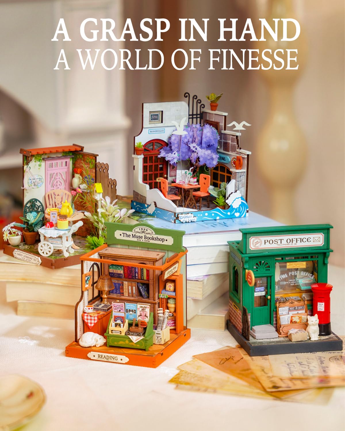 Rolife Muse Bookshop Miniature Kit – Historic DIY Bookstore Diorama by Rolife