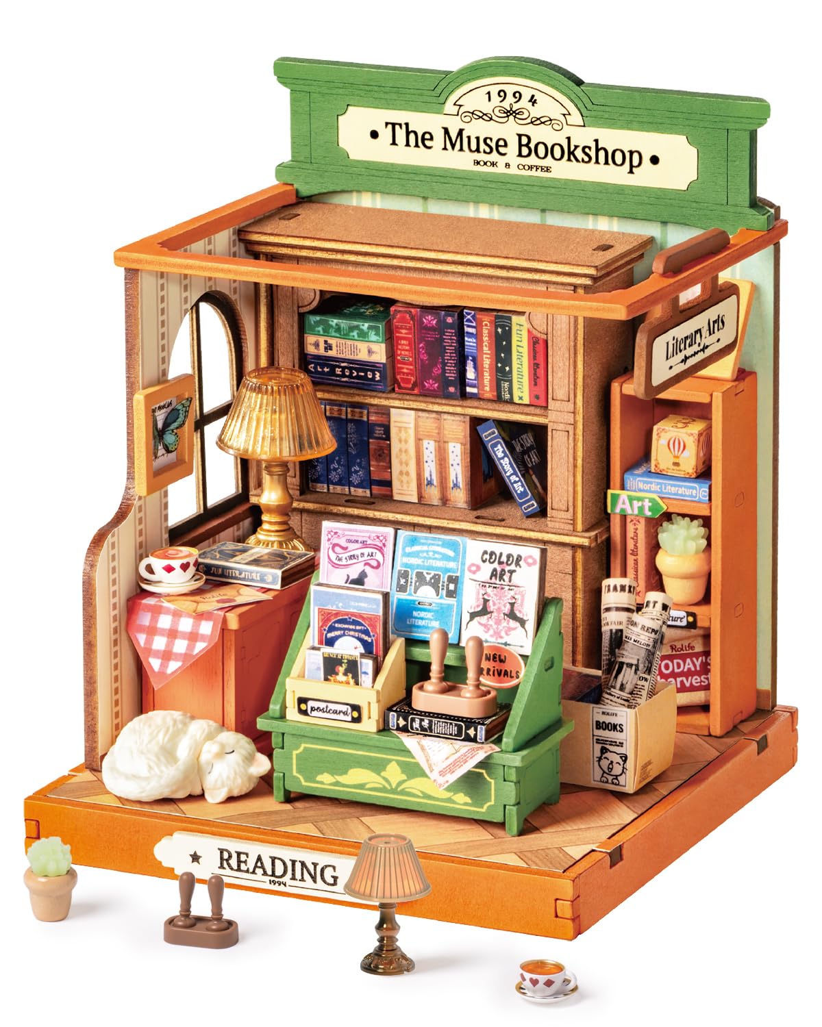 Rolife Muse Bookshop Miniature Kit – Historic DIY Bookstore Diorama by Rolife