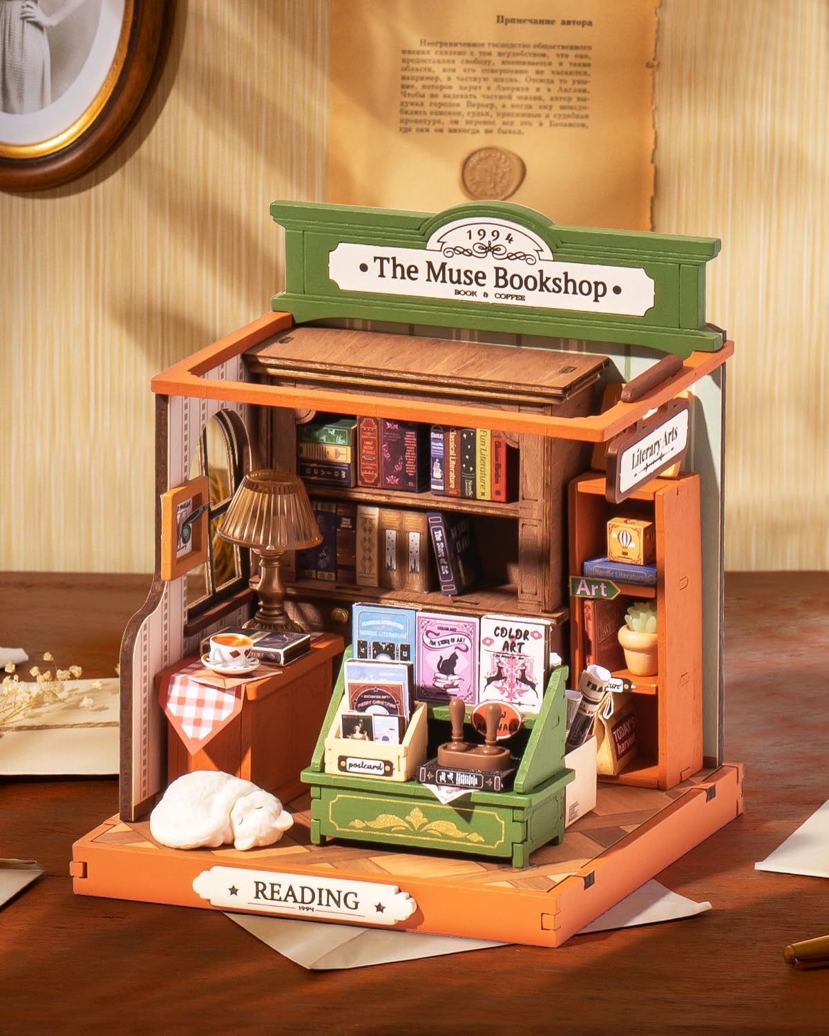 Rolife Muse Bookshop Miniature Kit – Historic DIY Bookstore Diorama by Rolife