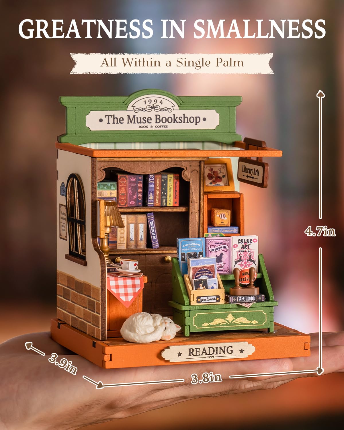 Rolife Muse Bookshop Miniature Kit – Historic DIY Bookstore Diorama by Rolife