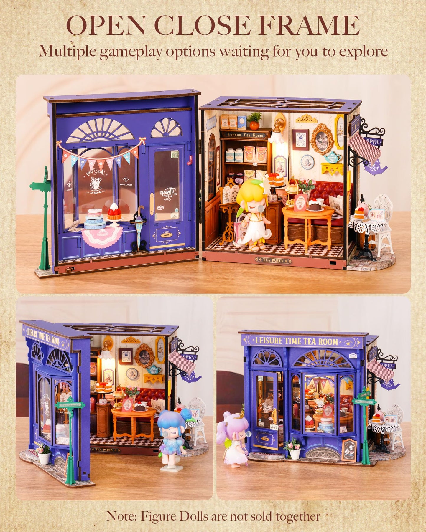 Rolife Leisure Tea Time DIY Miniature House Kit – Openable Book Nook for Adults