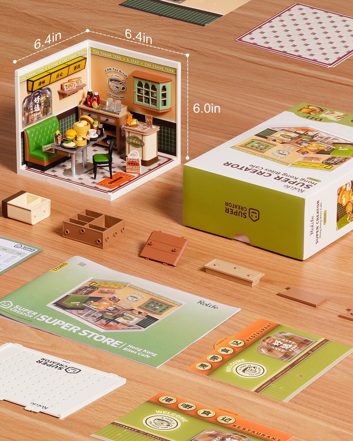 Rolife Super Creator Series: DIY Hong Kong Bites Cafe Dollhouse Kit for Mini Scenery & Collectibles