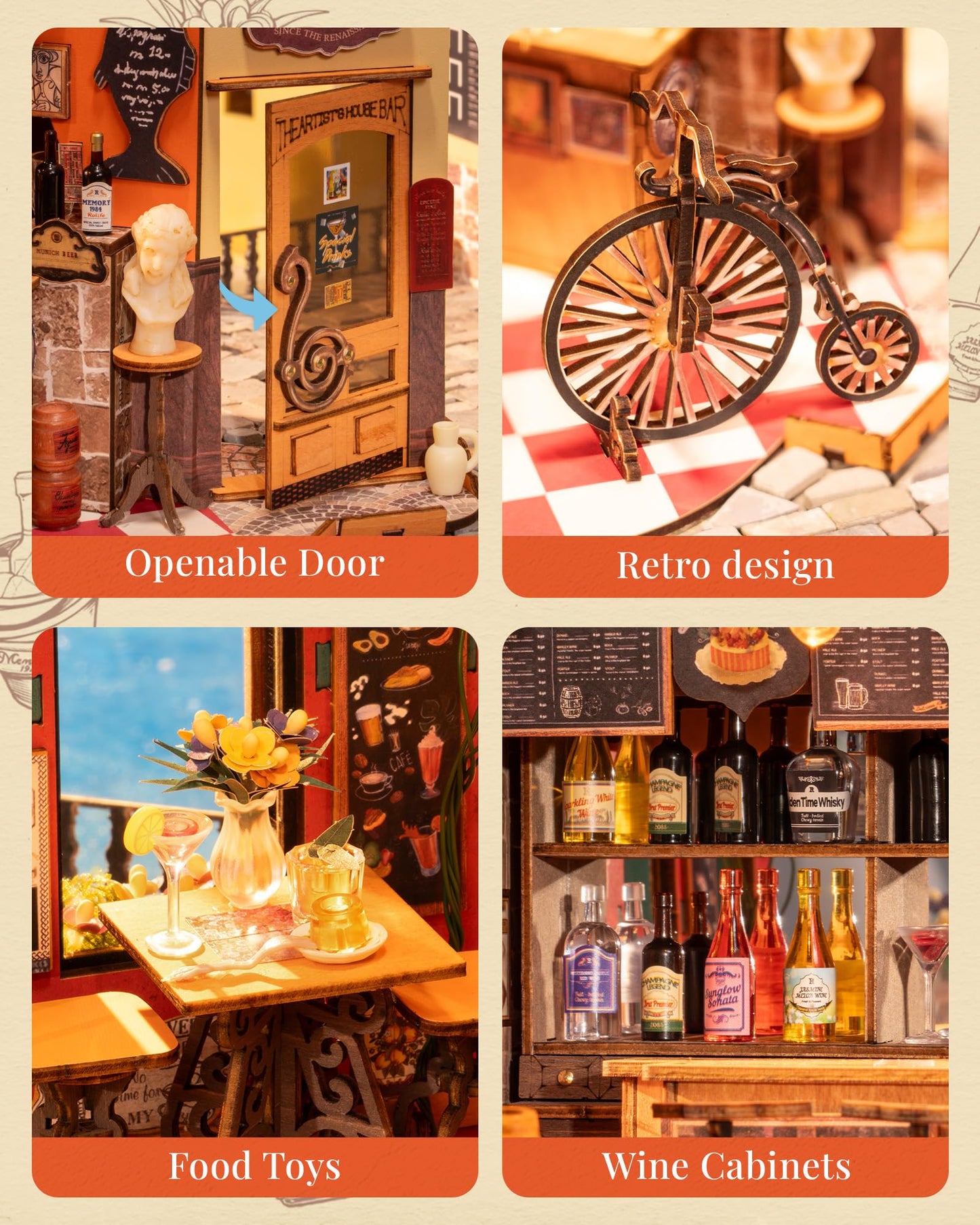 Rolife Cheers Bar Dining DIY Miniature Kit – 3D Book Nook for Adults