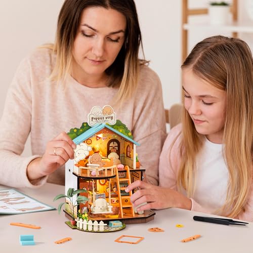 Rolife DIY Miniature Puppy’s Cozy Villa – 230-Piece Tiny Duplex House Kit