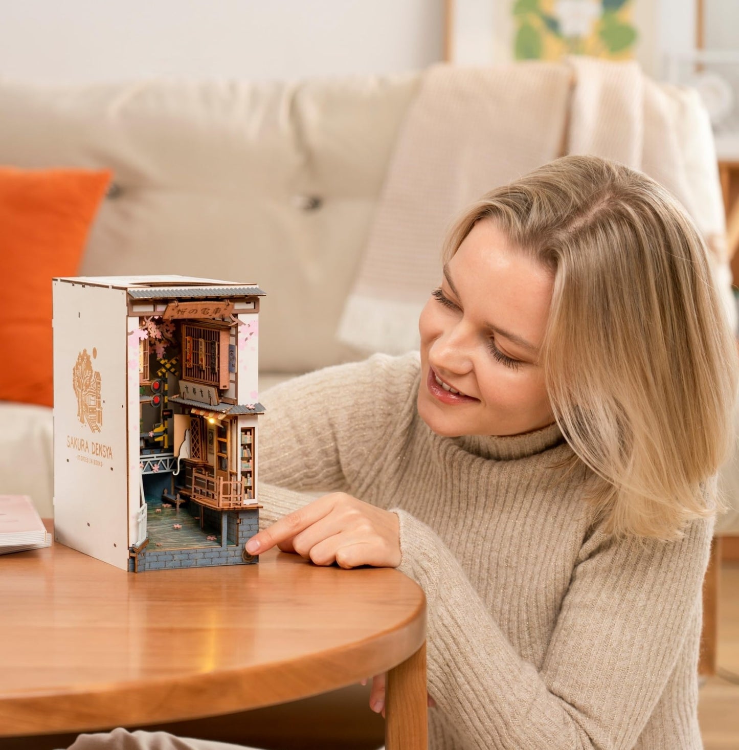 Rolife Sakura Densya DIY Book Nook Kit – Creative Miniature Decor for Adults