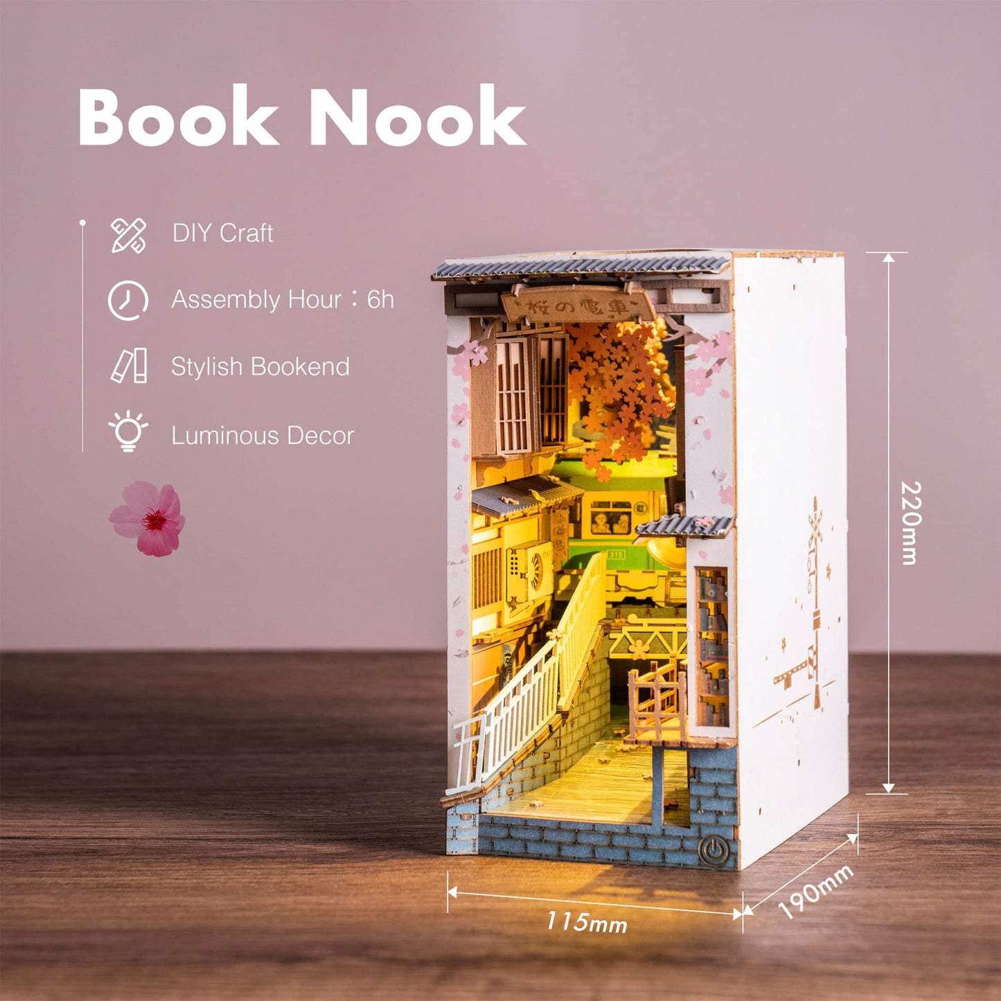 Rolife Sakura Densya DIY Book Nook Kit – Creative Miniature Decor for Adults