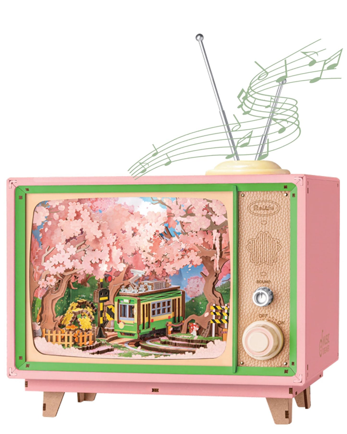 Rolife Sakura Dreamy Tour: 16" 3D Wooden Puzzle Book Nook Kit with Lights & Music Box