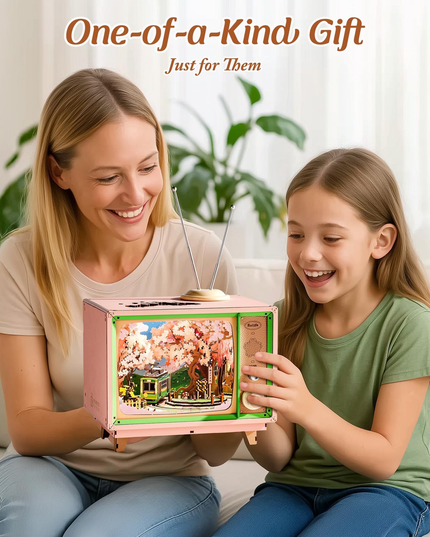 Rolife Sakura Dreamy Tour: 16" 3D Wooden Puzzle Book Nook Kit with Lights & Music Box