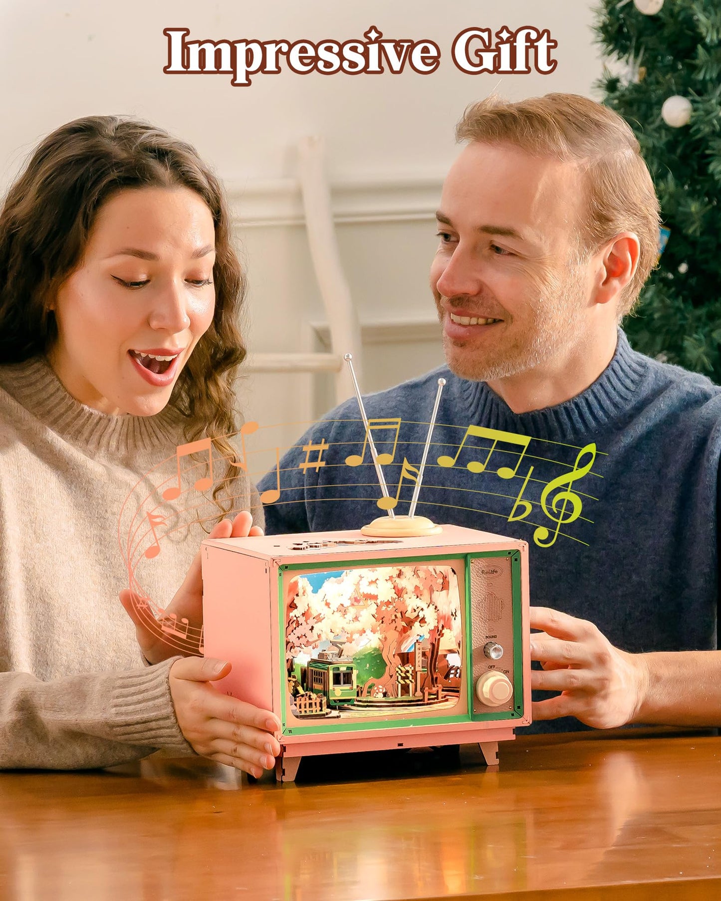 Rolife Sakura Dreamy Tour: 16" 3D Wooden Puzzle Book Nook Kit with Lights & Music Box