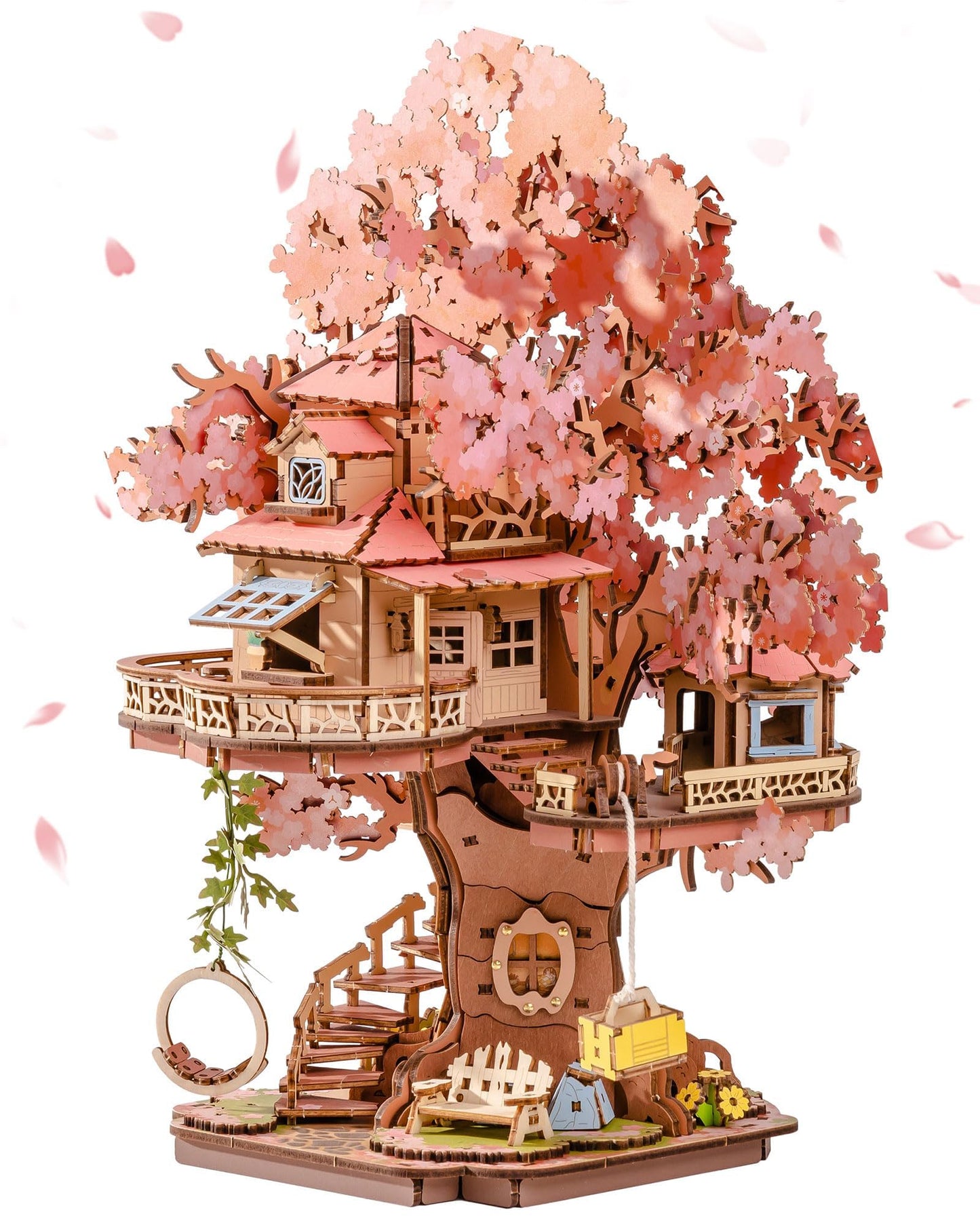 Rolife Sakura Tree House 12-inch 3D Wooden Puzzle Kit for Adults