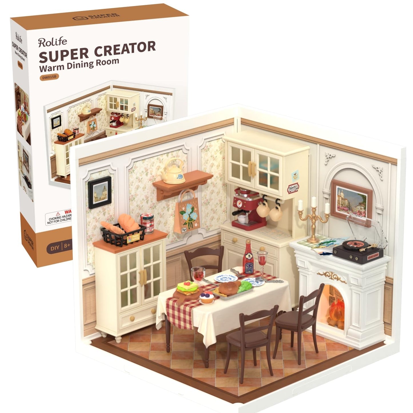 Rolife Super Creator DIY Miniature Dining Room Kit – Warm Dining Room for Adults & Teens