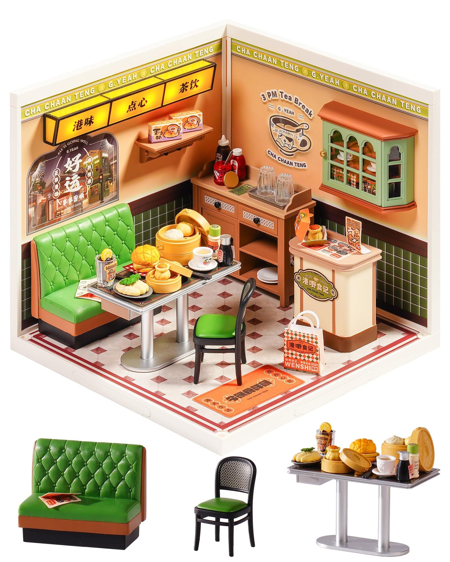 Rolife Super Creator Series: DIY Hong Kong Bites Cafe Dollhouse Kit for Mini Scenery & Collectibles