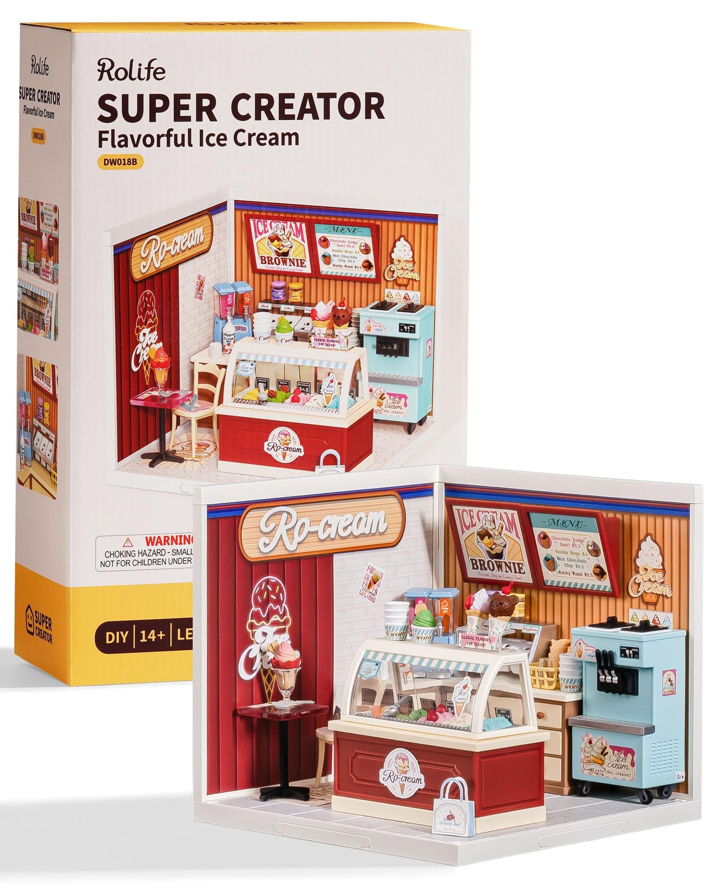 Rolife Super Creator Series: DIY Mini Ice Cream Store Dollhouse Kit for Creative Display