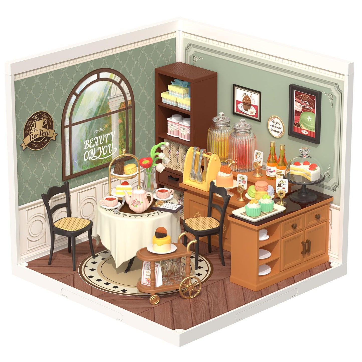 Rolife DIY Miniature House Kit with LED - Sweet Sips Tea Diorama for Teens and Adults