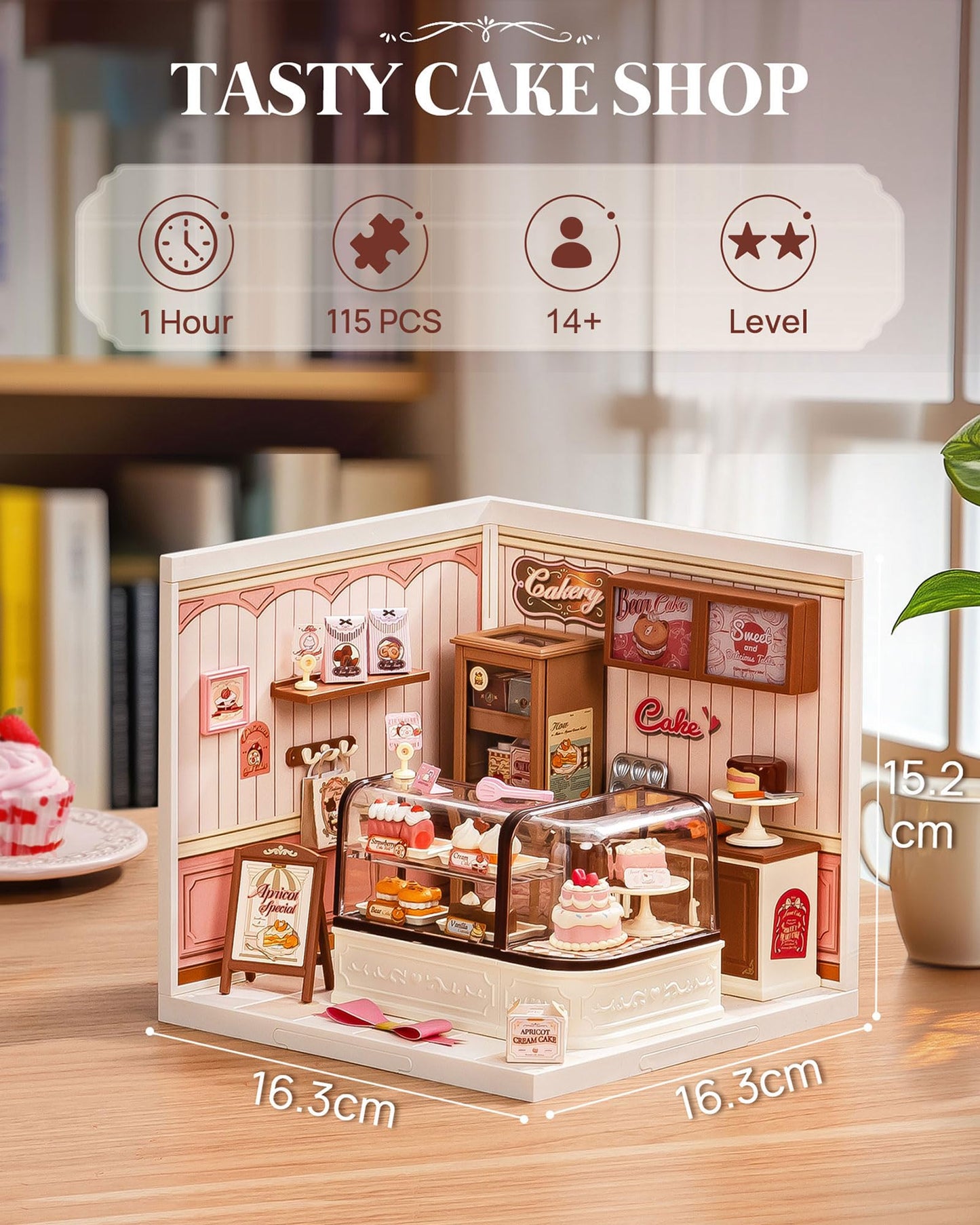 Rolife Super Creator DIY Miniature: Tasty Cake Shop Kit with LED for Adults