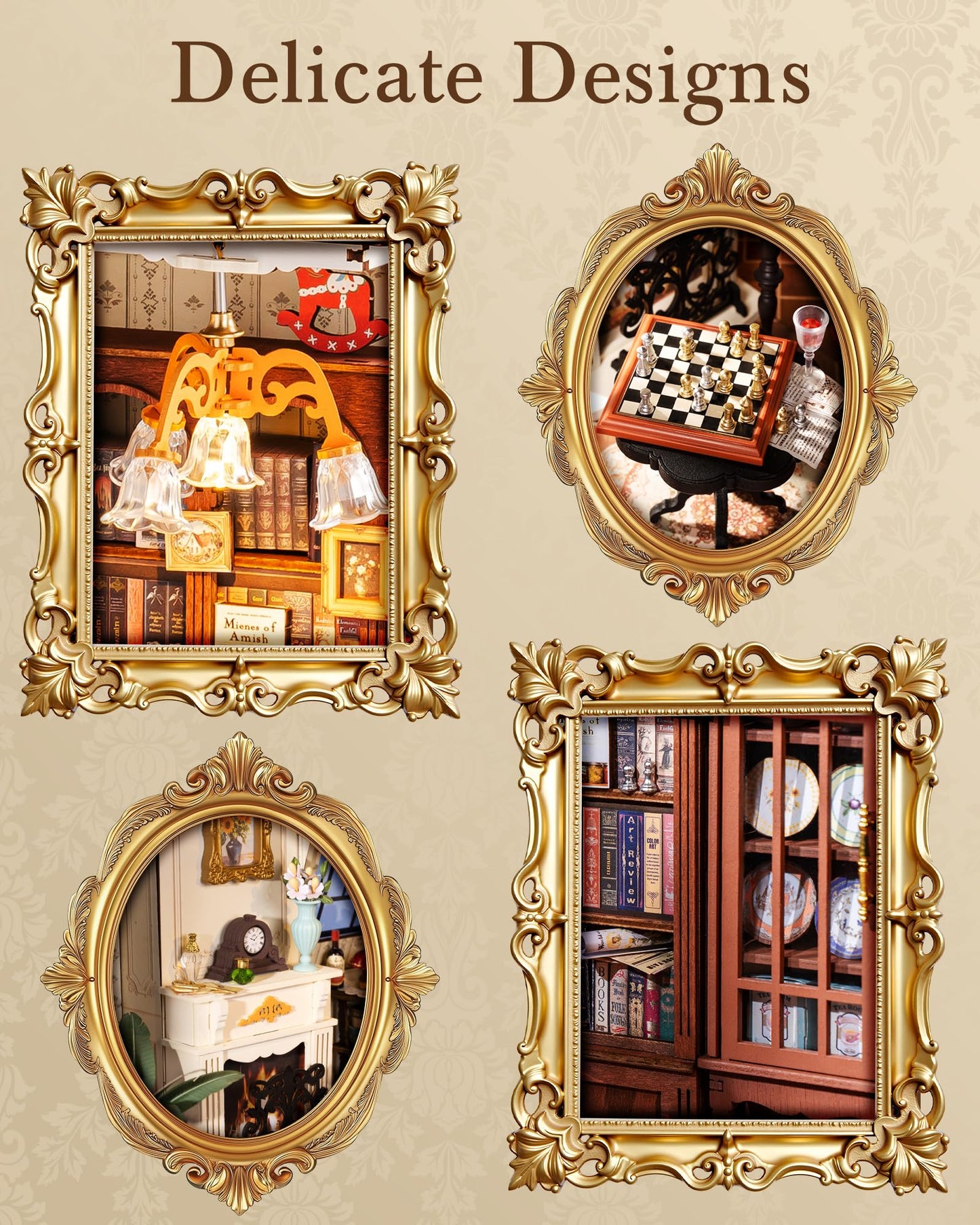 Rolife Victorian Parlor 1:18 Miniature Dollhouse Kit | DIY Diorama for Catherine's Living Room