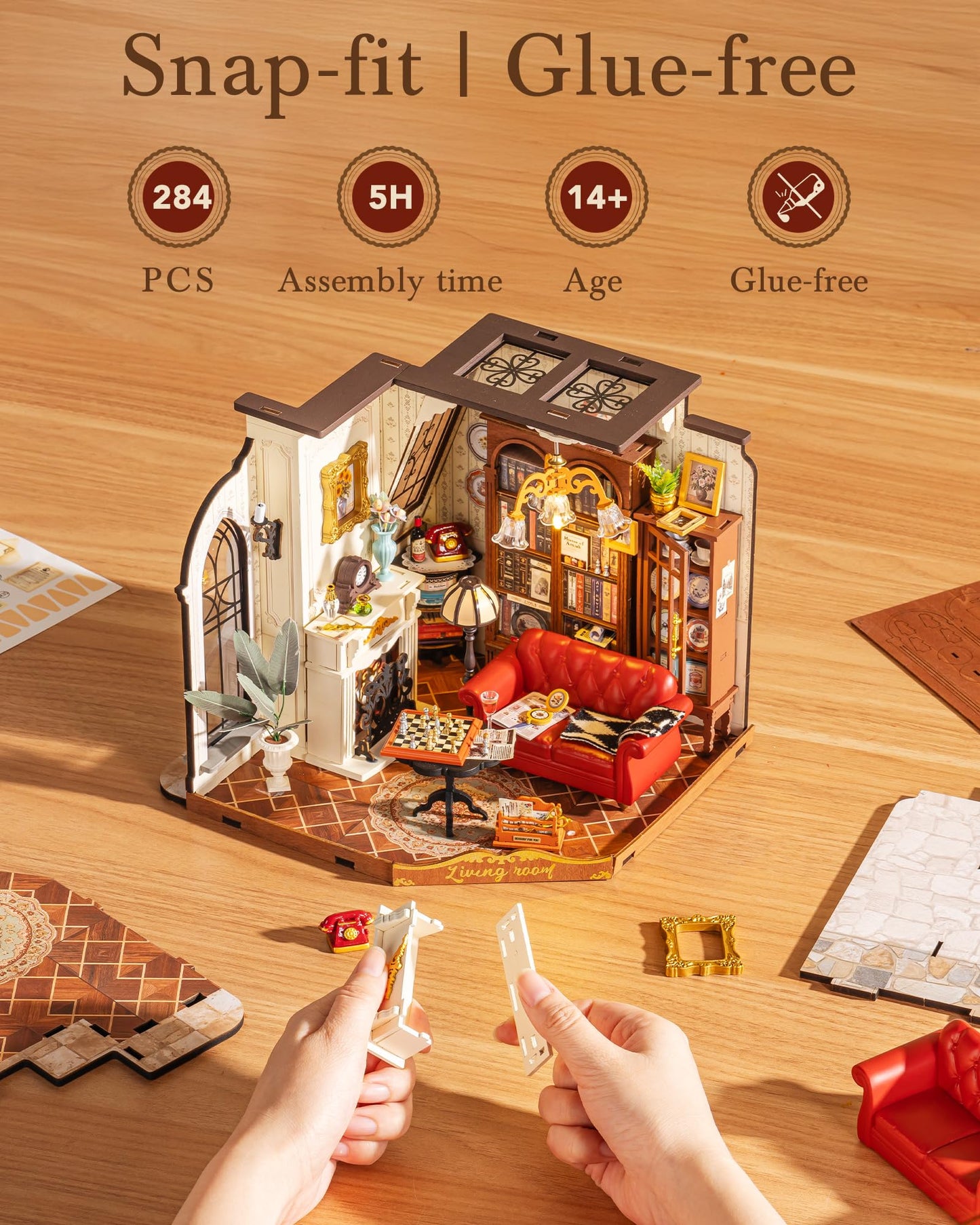 Rolife Victorian Parlor 1:18 Miniature Dollhouse Kit | DIY Diorama for Catherine's Living Room