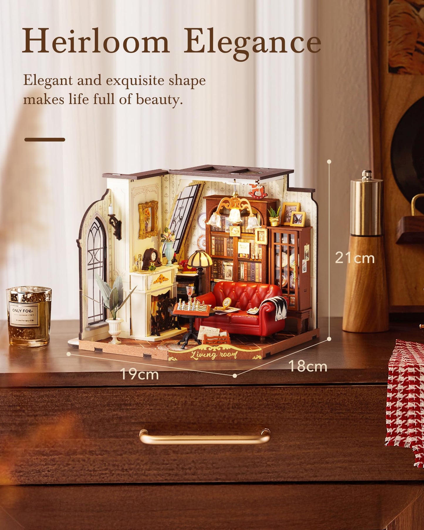 Rolife Victorian Parlor 1:18 Miniature Dollhouse Kit | DIY Diorama for Catherine's Living Room