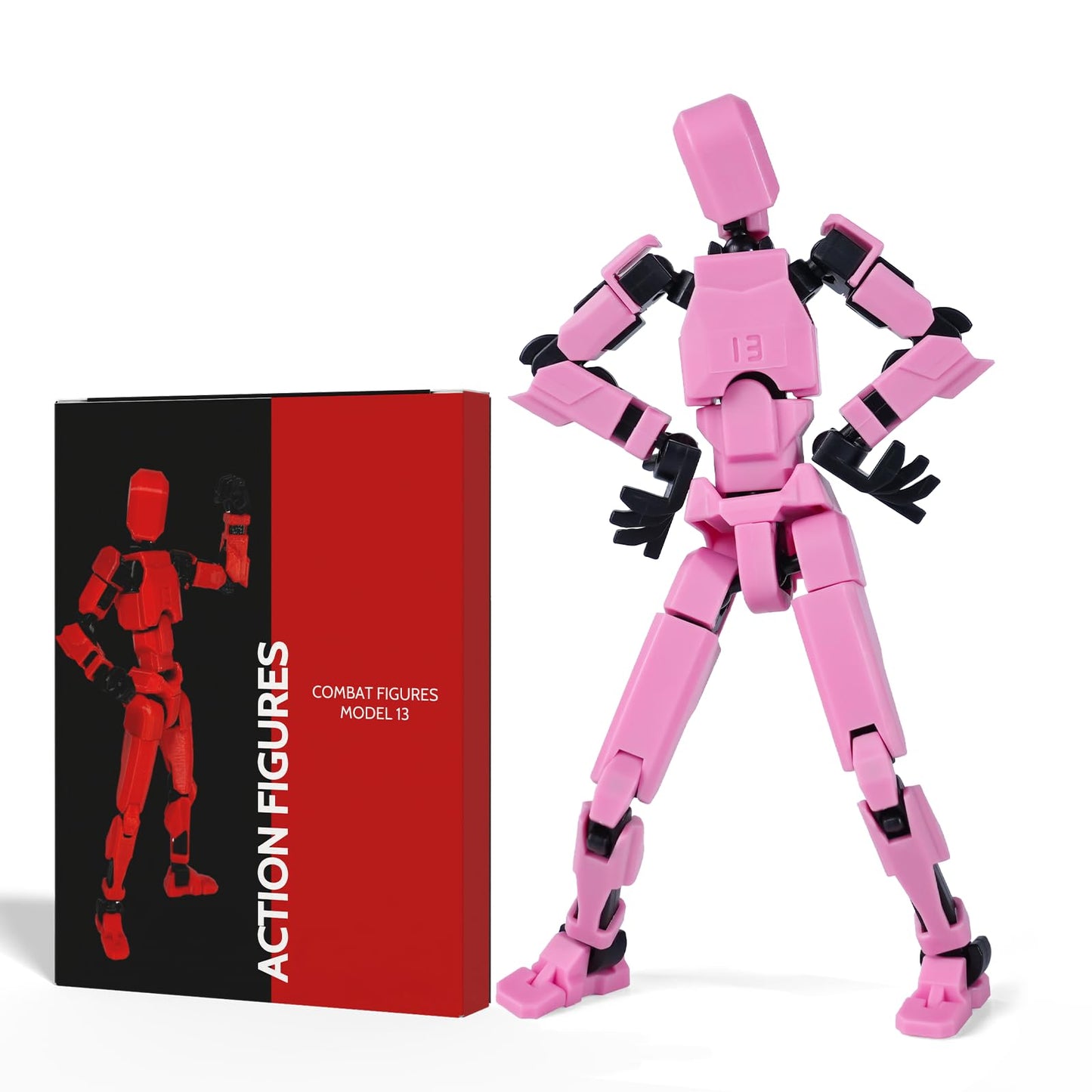 Rolling Art Model 13 Action Figure Set | Flexible Joints, Gift Box Packaging (Pink)