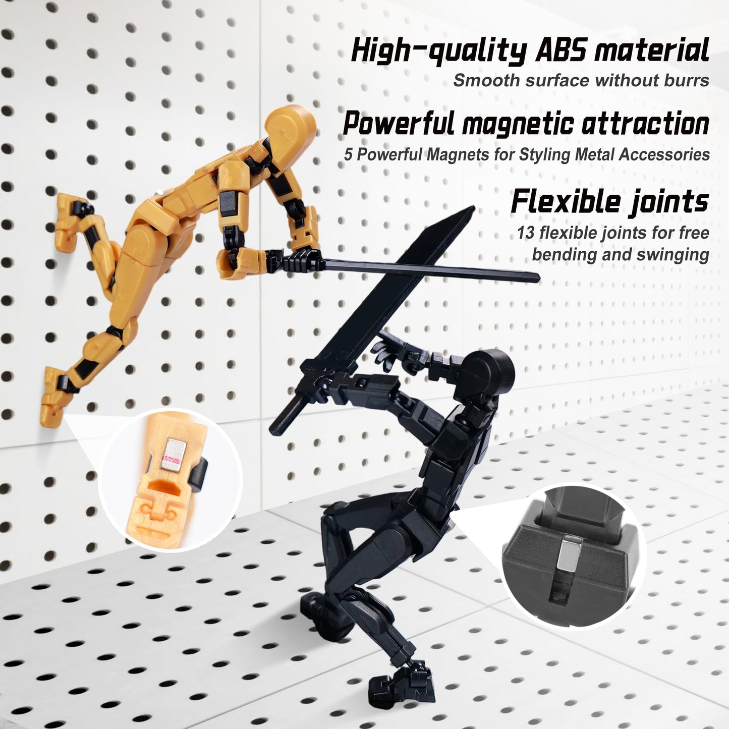 Rolling Art Magnetic Action Figure Set - Model 13 with Flexible Joints, Glow-in-the-Dark, Gift Box