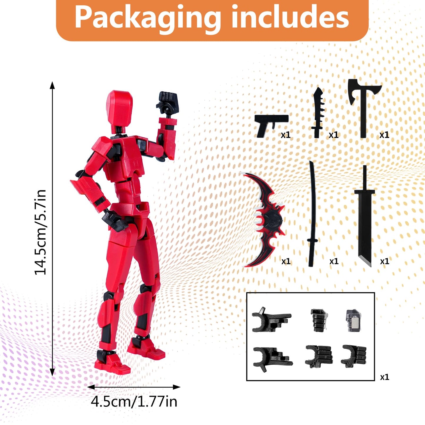 Rolling Art Magnetic Action Figure Set - Model 13 with Flexible Joints, Glow-in-the-Dark, Gift Box