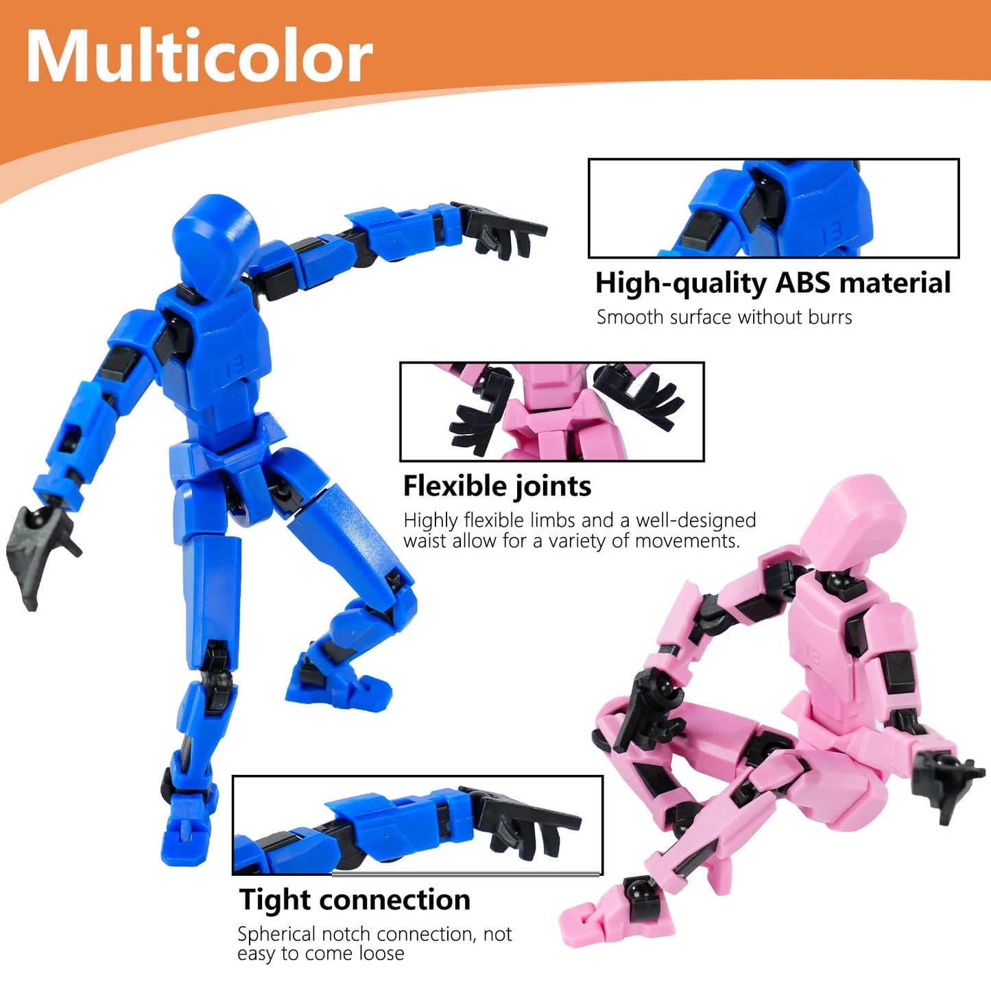 Rolling Art Model 13 Action Figure Set | Flexible Joints, Gift Box Packaging (Pink)