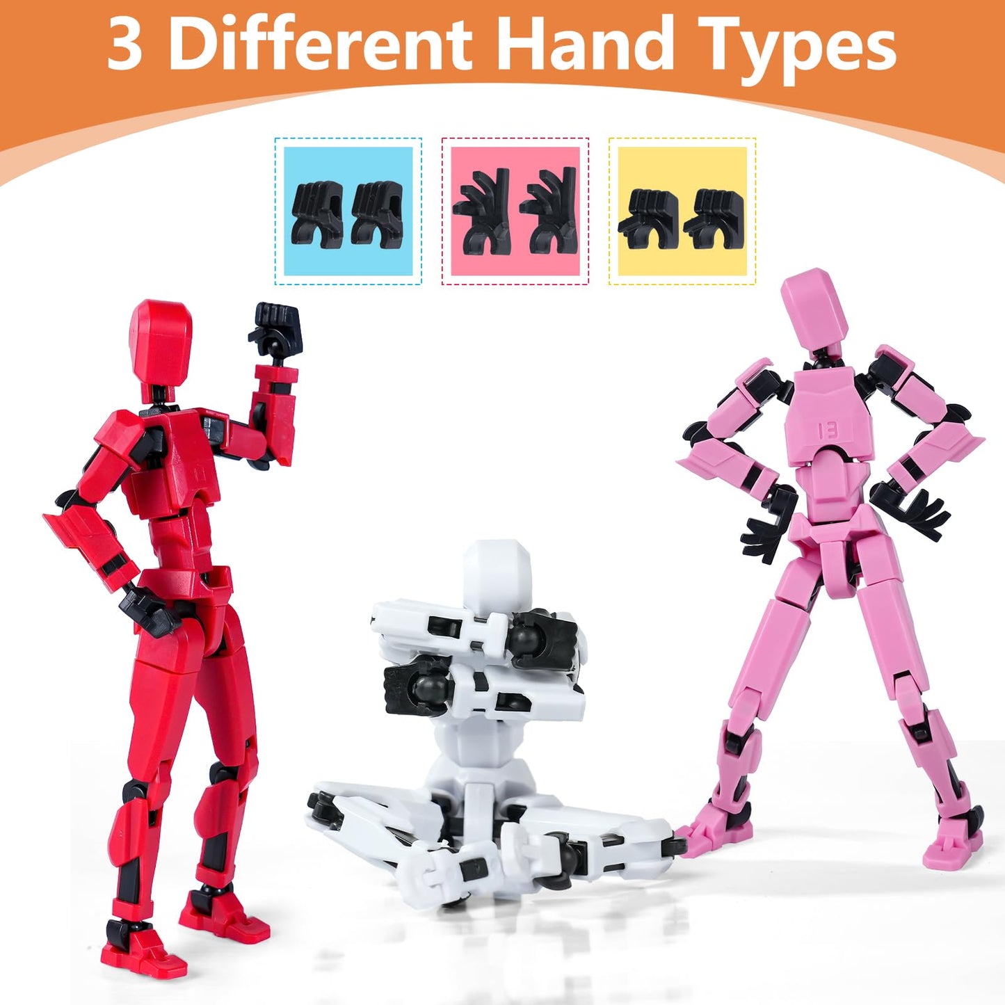 Rolling Art Model 13 Action Figure Set | Flexible Joints, Gift Box Packaging (Pink)