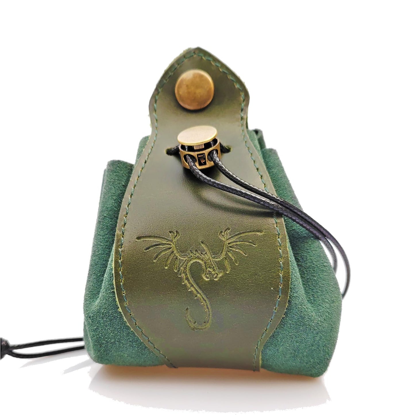 Rollooo Genuine Leather Dice Bag with Dragon Tray – DND Gift, Drawstring Pouch for Dice, Runestones & Travel Essentials