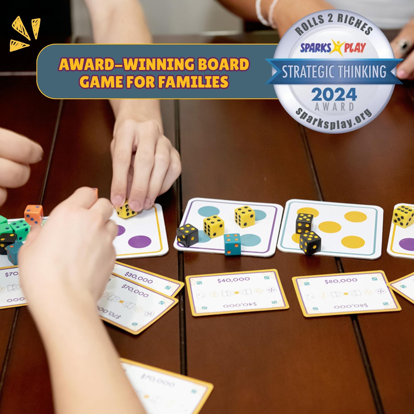 Rolls 2 Riches | Award-Winning Family Board Game | Fast-Paced Dice, Card & Strategy (2–6 Players)