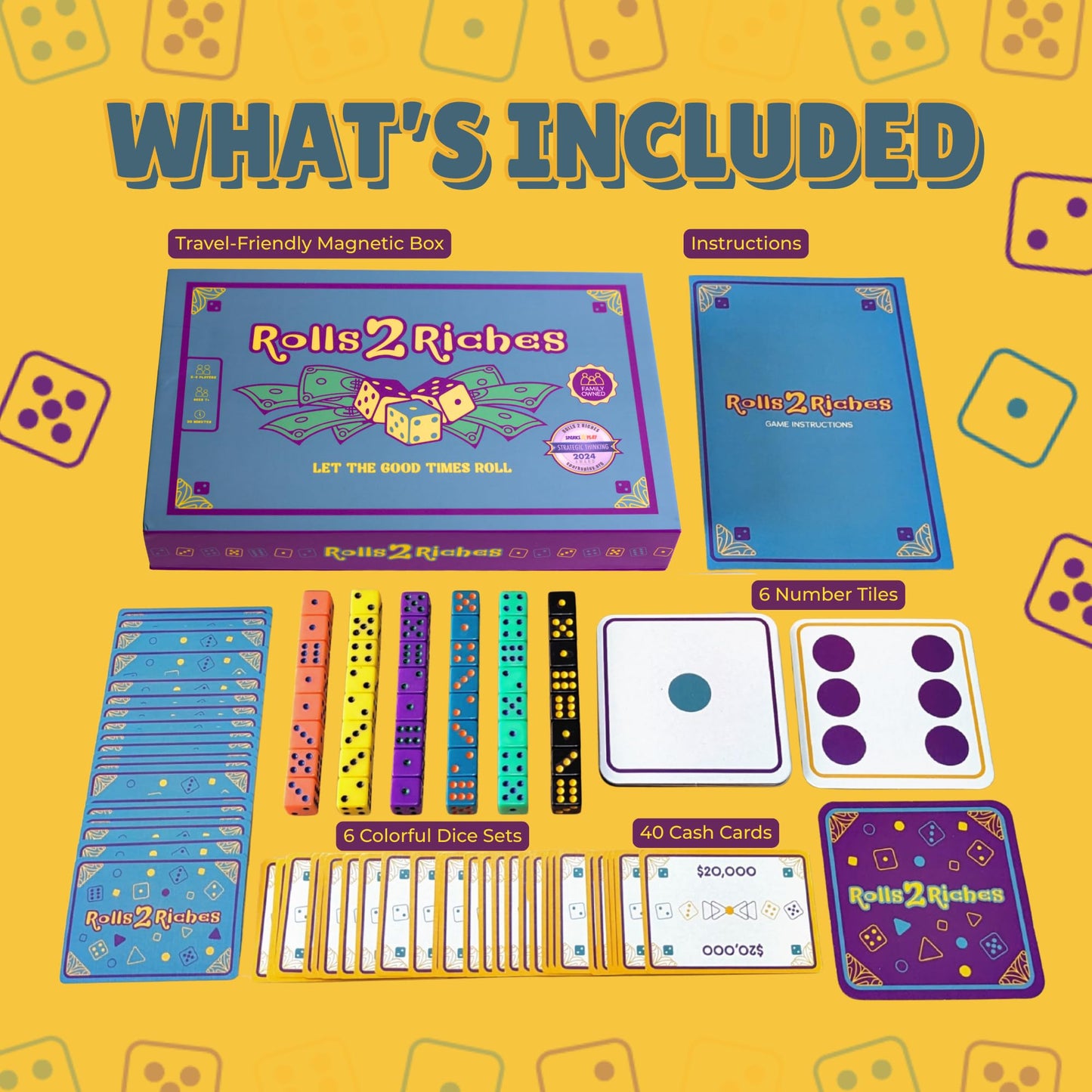 Rolls 2 Riches | Award-Winning Family Board Game | Fast-Paced Dice, Card & Strategy (2–6 Players)