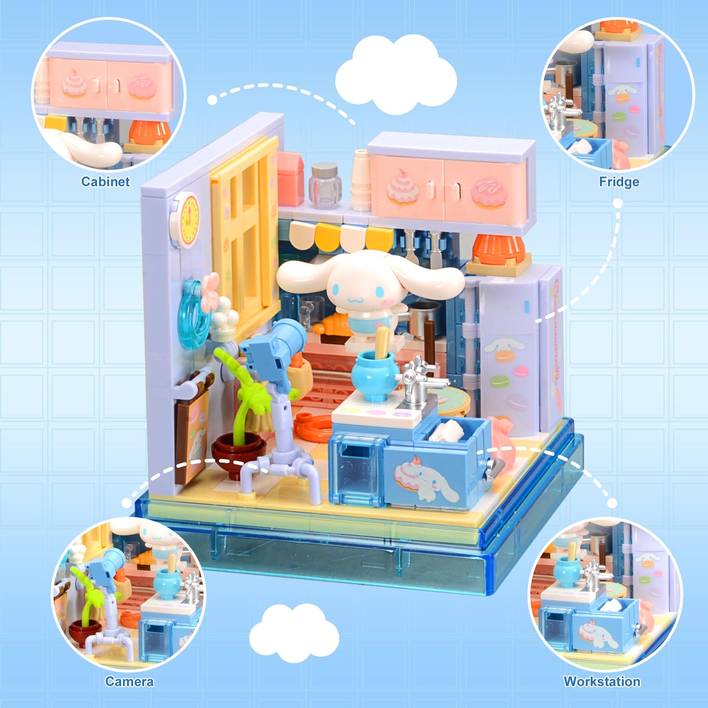 ROLOSO Cute Building Bricks Blocks – Transparent Display Miniature Bakery Set for Fans