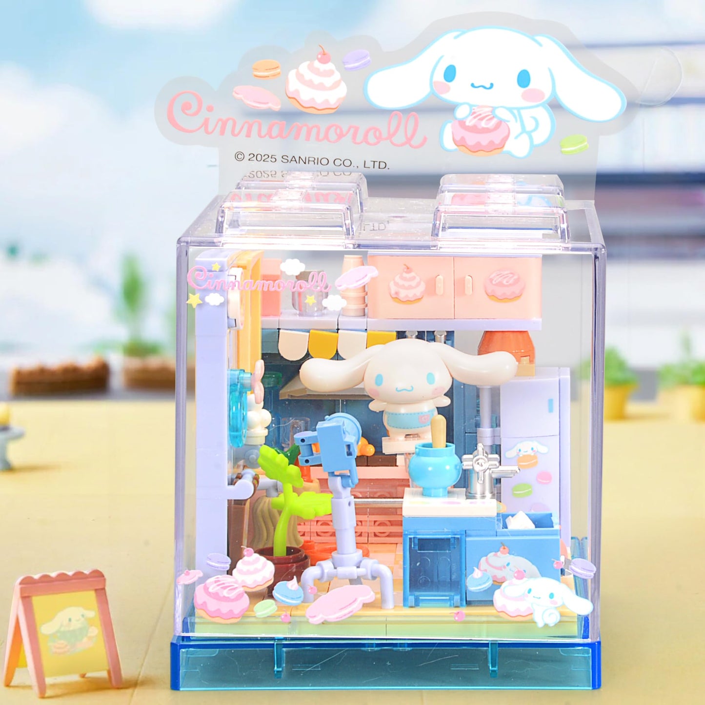 ROLOSO Cute Building Bricks Blocks – Transparent Display Miniature Bakery Set for Fans
