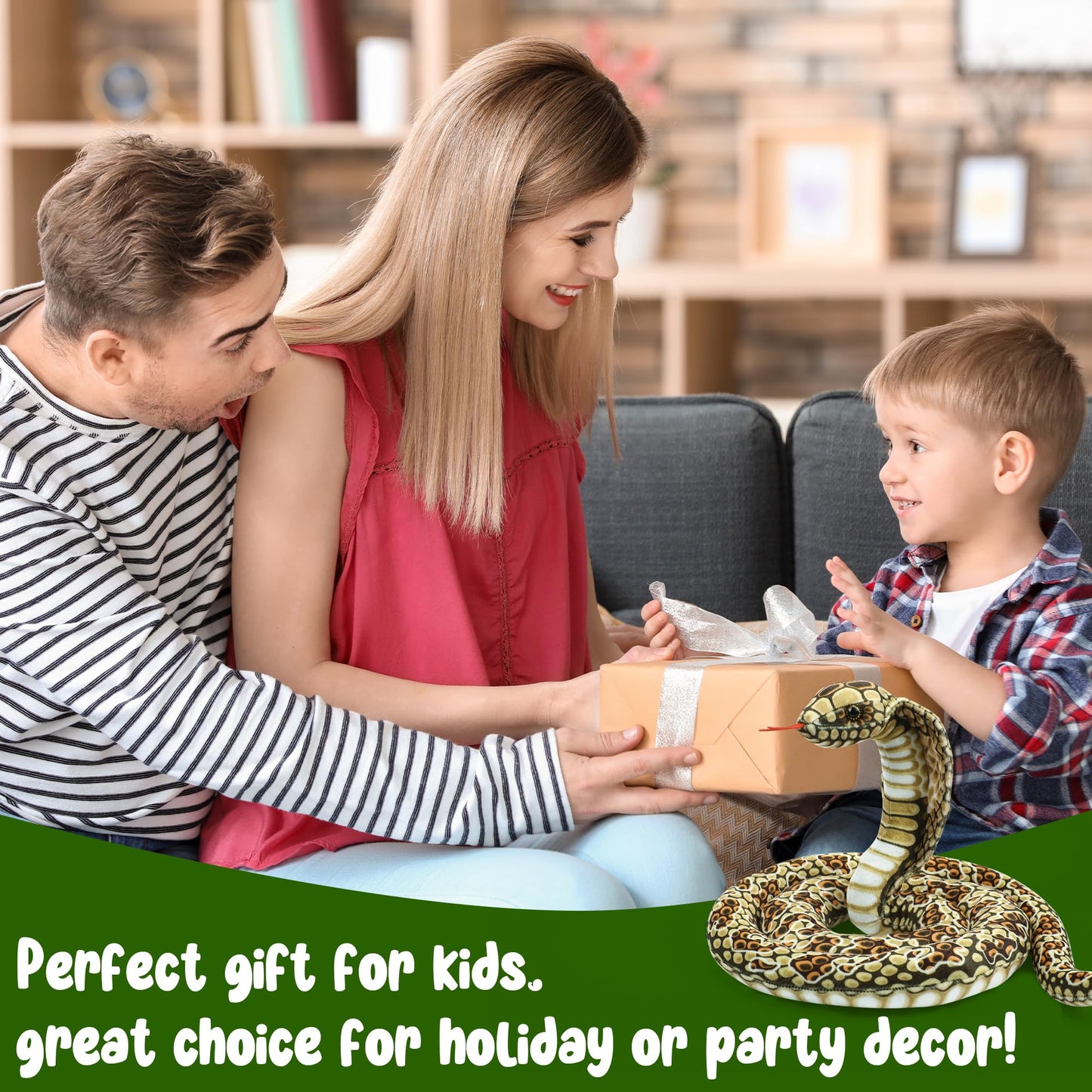 Romart Cobra Snake Stuffed Animals - 67-Inch Large Realistic Plush Toy for Kids & Decor
