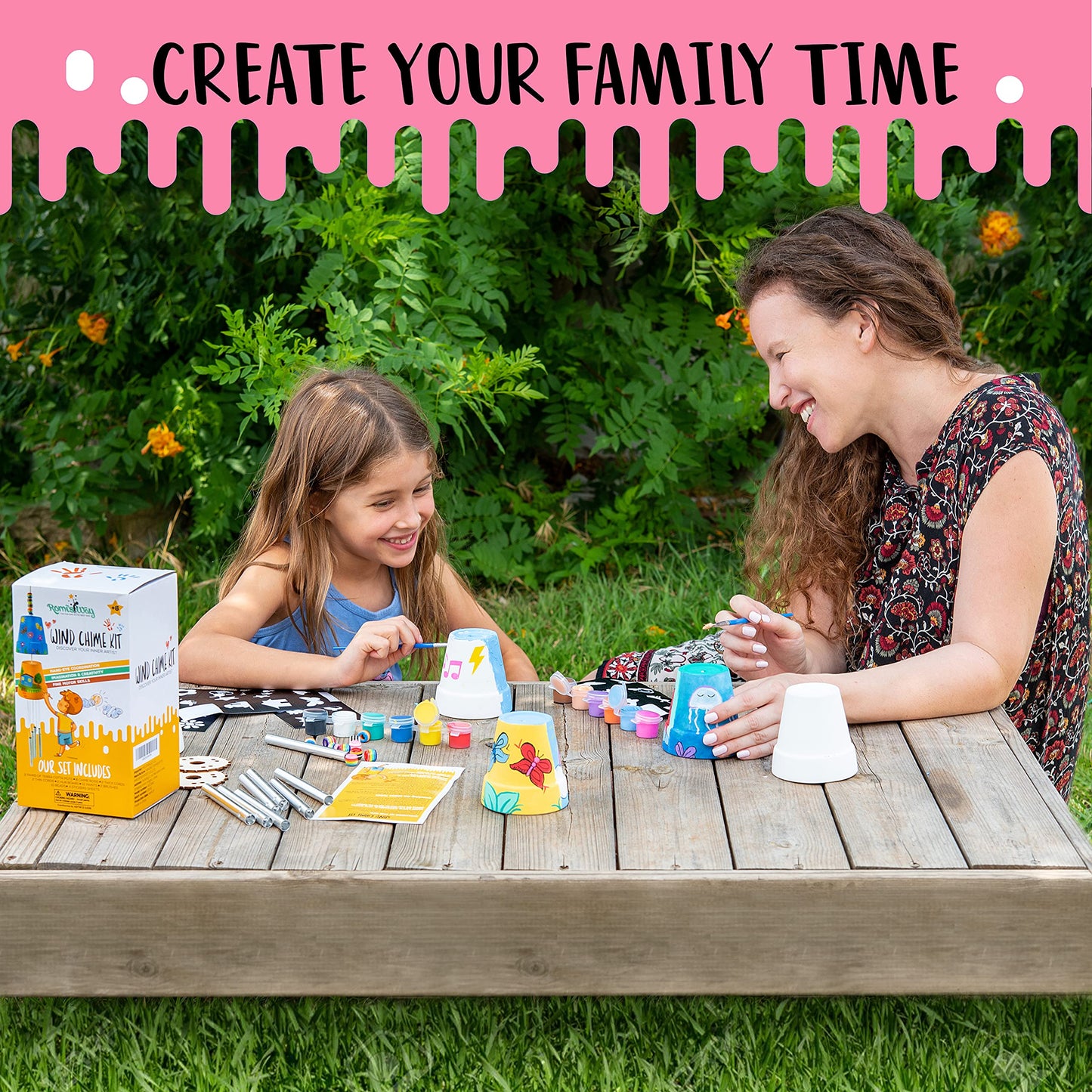 Romi's Way 2-Pack Make Your Own Wind Chime Kit – Larger Bells, Stencils & Beads for Kids 6-12