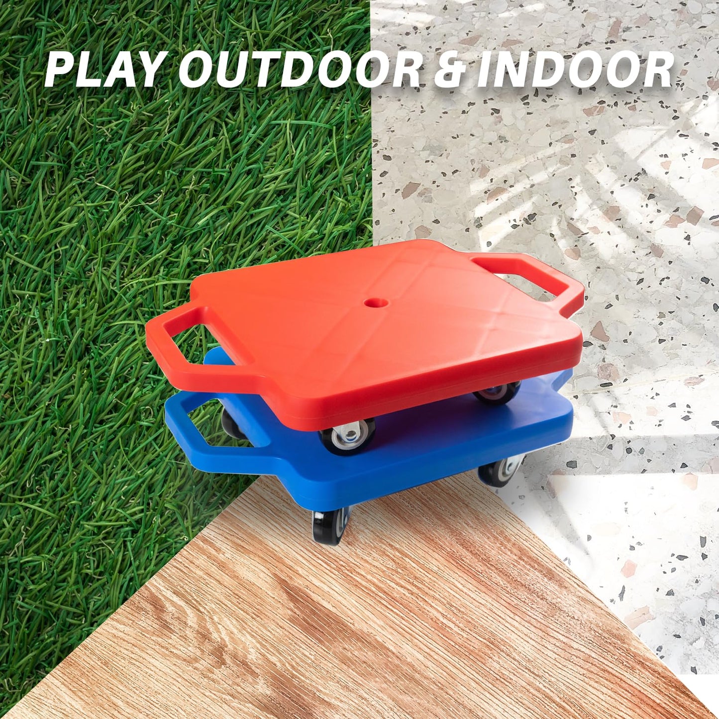 romrex 2 Plastic Scooter Board with Handles for Kids — Indoor & Outdoor Play