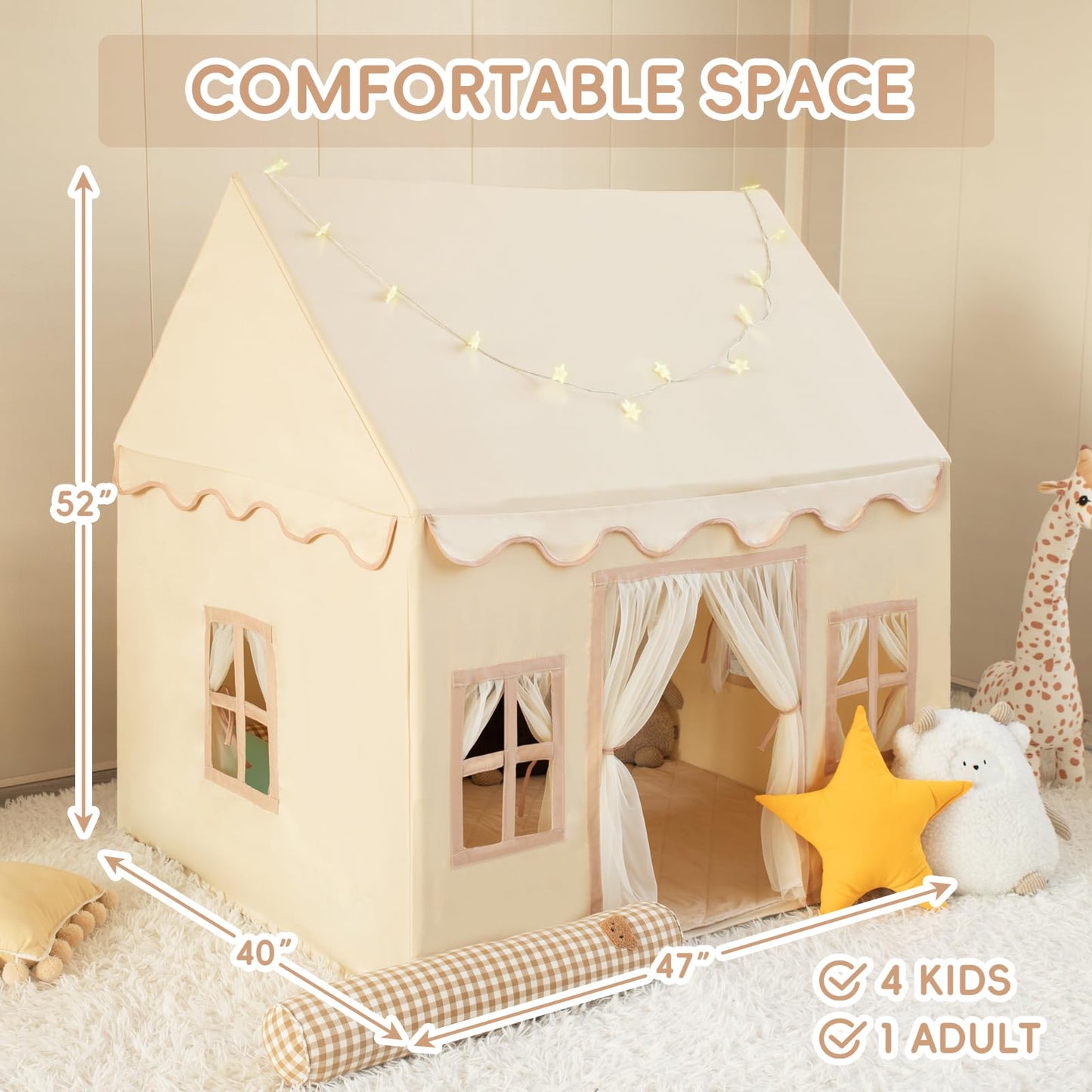 RONGFA Playhouse Play Tent for Kids – Portable Indoor & Outdoor Tent with Padded Mat and Star Lights