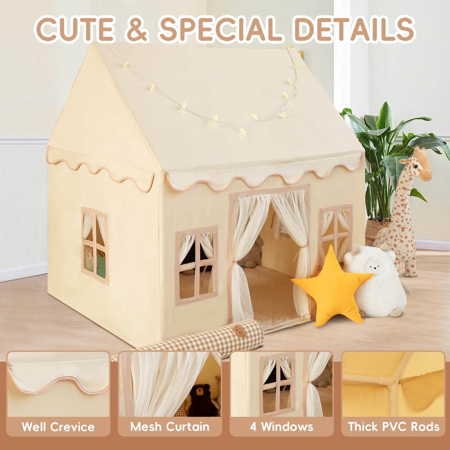 RONGFA Playhouse Play Tent for Kids – Portable Indoor & Outdoor Tent with Padded Mat and Star Lights