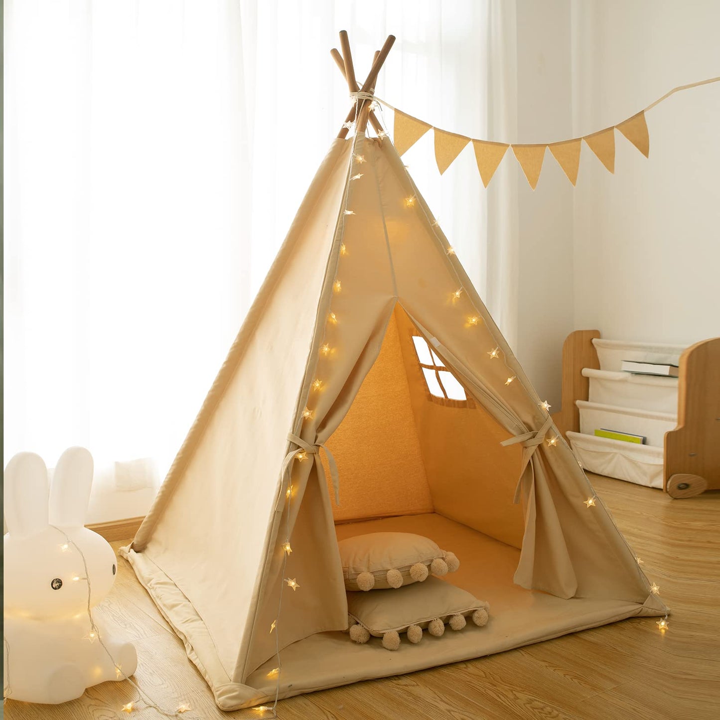 RongFa Teepee Tent for Kids – Portable Indoor/Outdoor Play Tent in Khaki