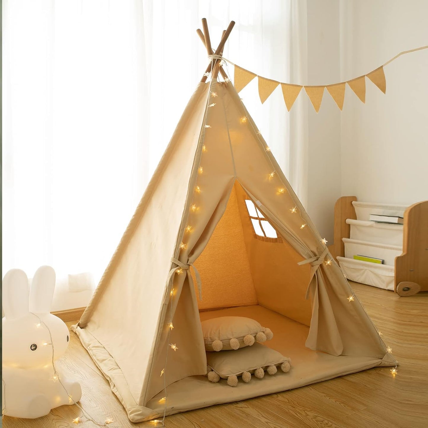 RongFa Teepee Tent for Kids – Portable Play Tent (Apricot)