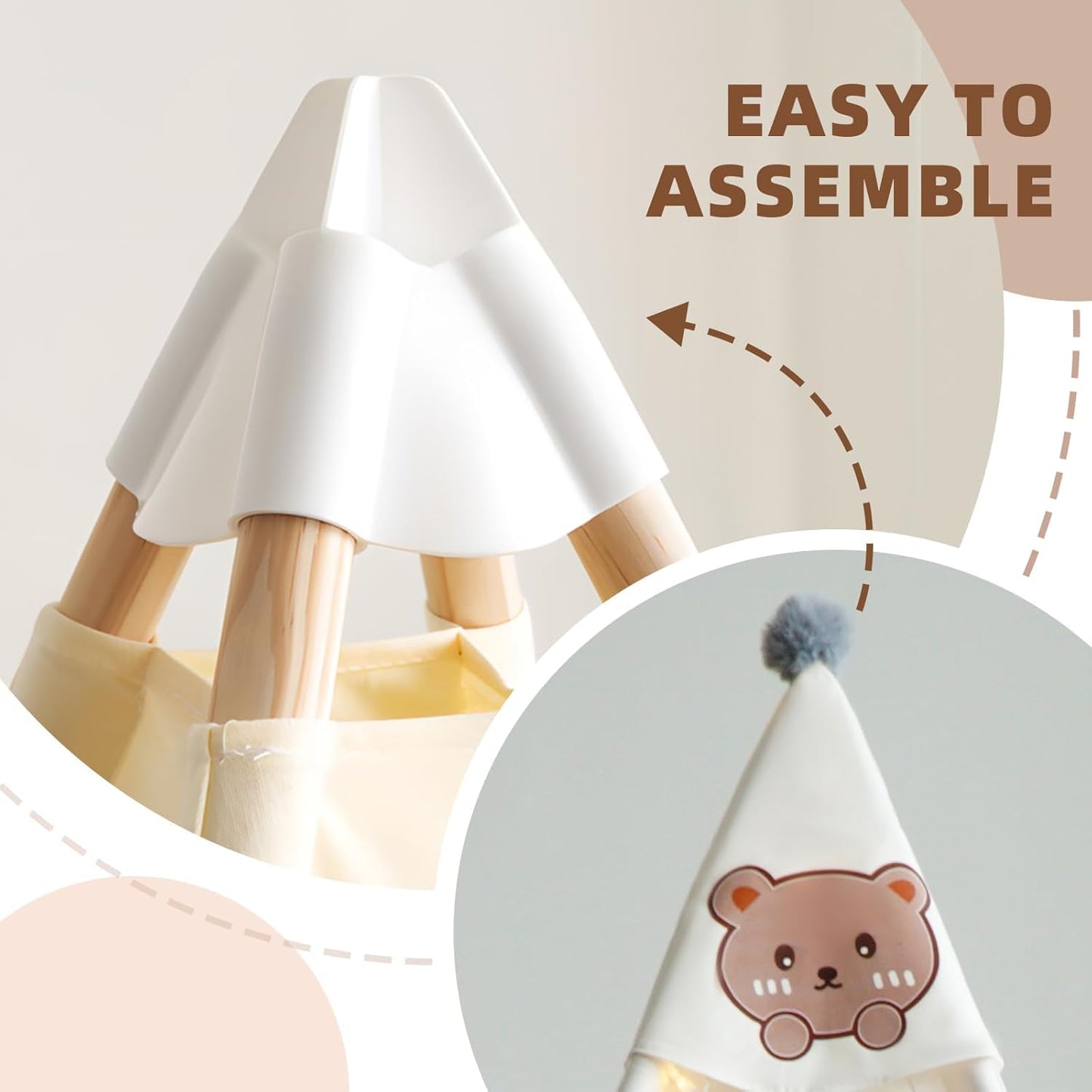 RongFa Teepee Tent for Kids – Portable Indoor/Outdoor Play Tent with Mat (White)