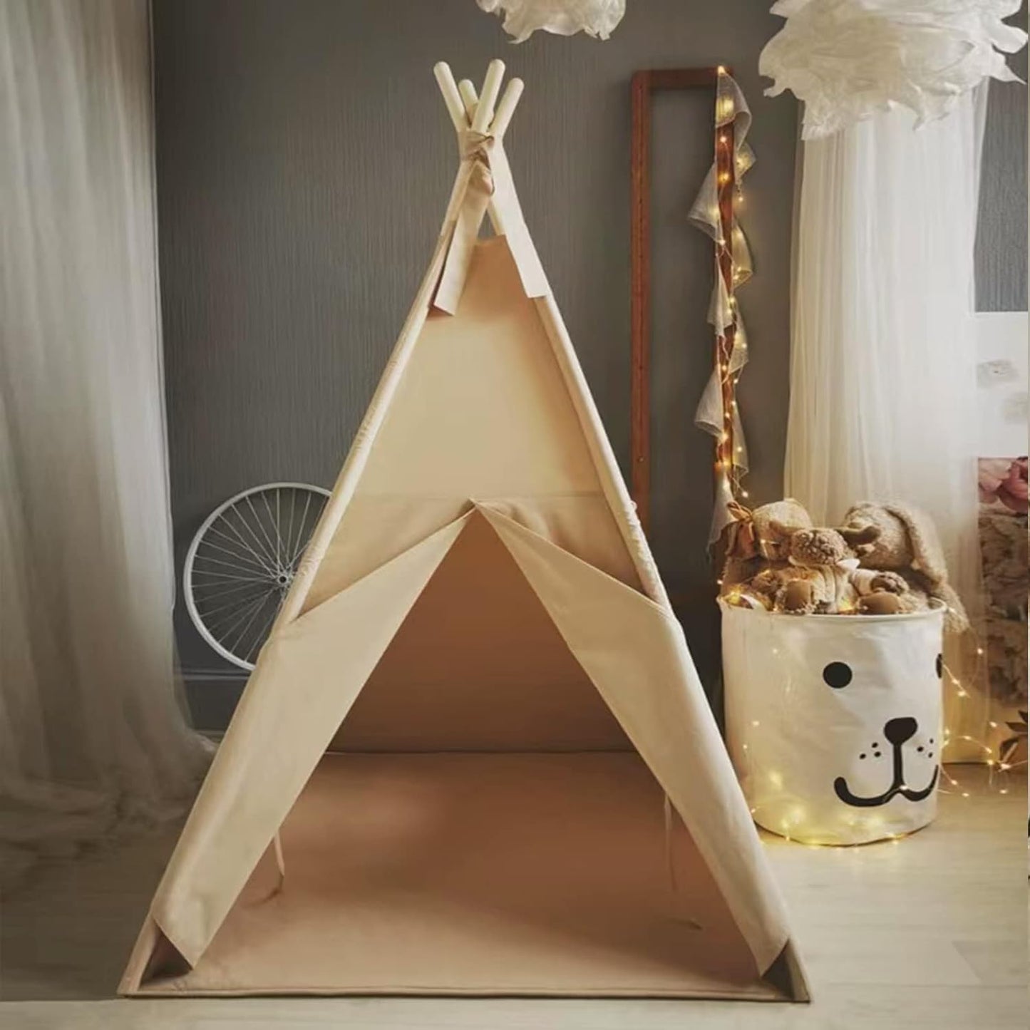 RongFa Teepee Tent for Kids – Portable Play Tent (Apricot)