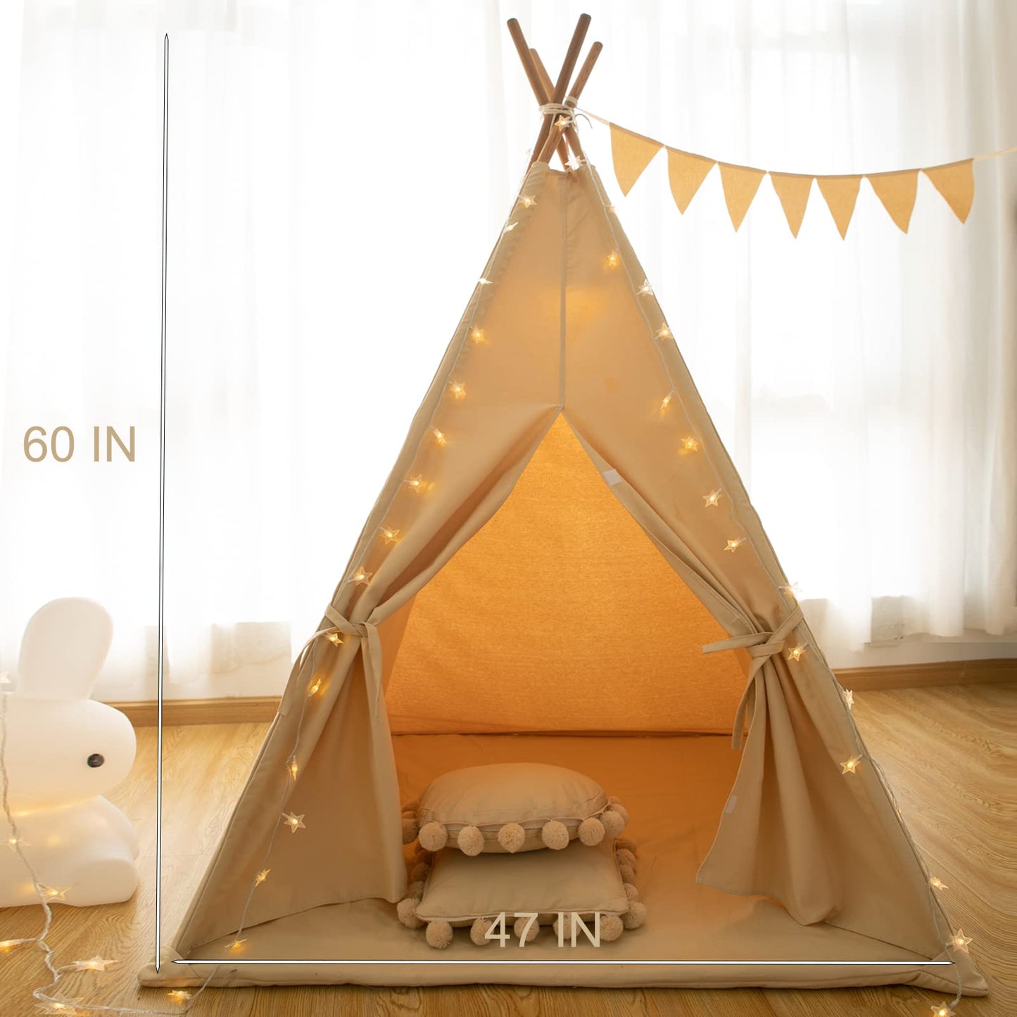 RongFa Teepee Tent for Kids – Portable Indoor/Outdoor Play Tent in Khaki