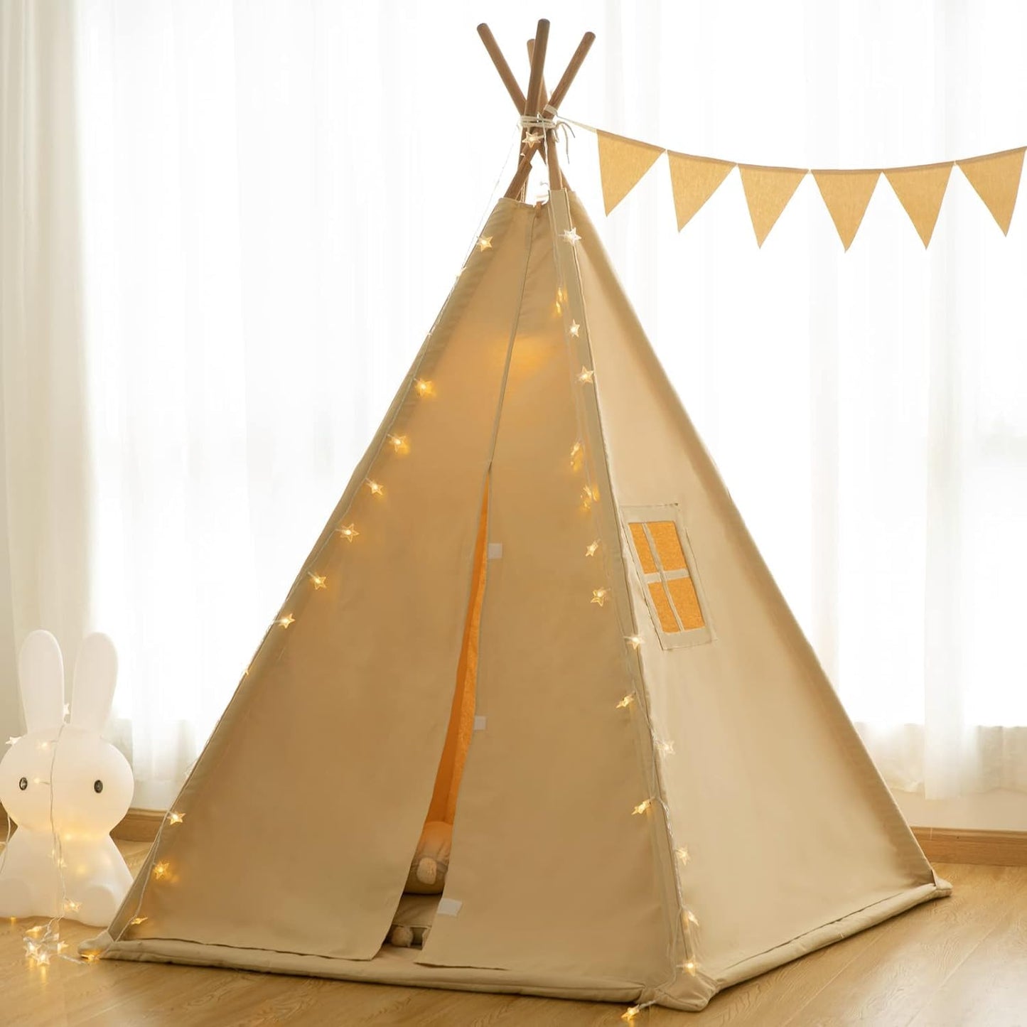 RongFa Teepee Tent for Kids – Portable Play Tent (Apricot)